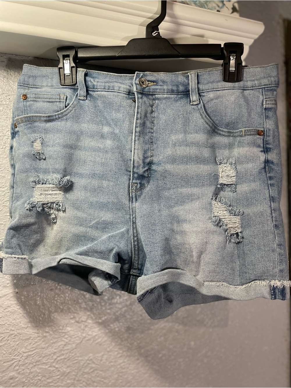 Wallflower Light Wash Distressed Denim Jean Shorts